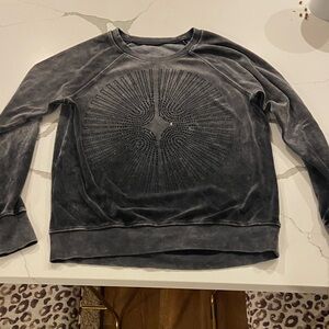 Black/charcoal grey velour Graphic Sweatshirt